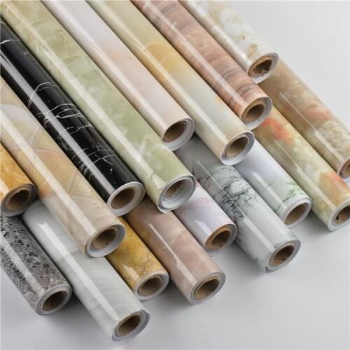 PVC Self-adhesive Wallpaper Anti-marble Wall Stickers Thick Waterproof Living Room Wallpaper Renovation of Furniture woodgrain