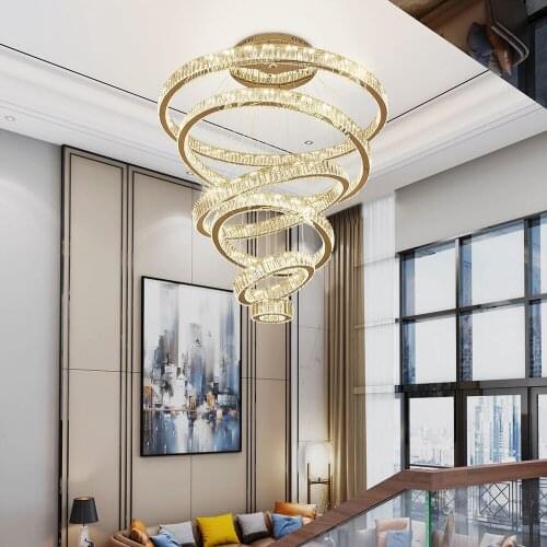 Luxury Chandeliers Crystal Modern Chandelier Lighting Large Villa Stair Light LED Crystal Lamp Home Decoration Light Fixtures
