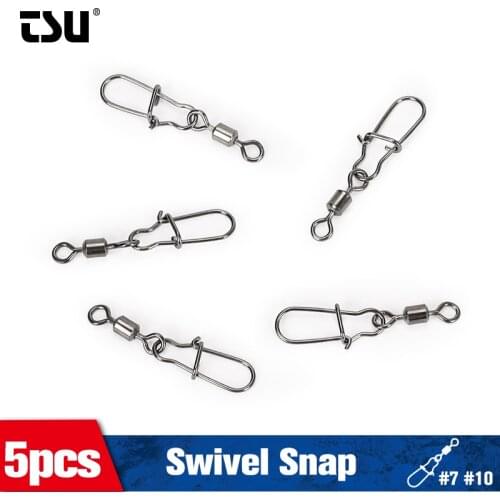 TSURINOYA #7 #10 Fishing Accessories Connector Swivel Snap Rolling Pin Bearing Stainless Steel Snap Fishhook Lure Swivels Tackle