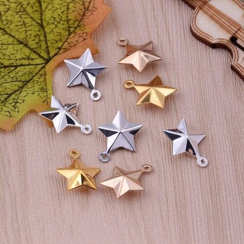 20pcs Plating Multicolor DIY Accessories Single Hole Pendant Five-pointed Star Necklace Earrings Pendant Jewelry