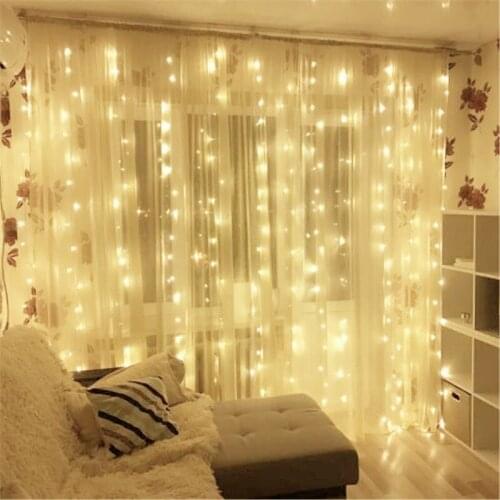 4*3M LED Curtain String Lights New Year Fairy Icicle Garland Lamp Holiday Decoration For Home Bedroom Window Garden Wedding