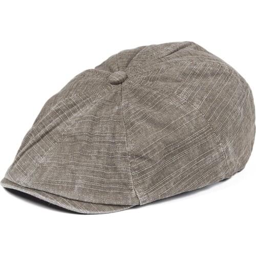 VOBOOM Brown Washed Cotton Flat Cap Men Women Cabbies Summer Newsboy Gatsby Hat 040