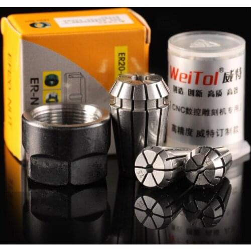 High Precision CNC ER20 Spring Collet with Nut ER20 (iner bore 7.5 to 12.7mm) Chuck and Nut (M22*1.5)
