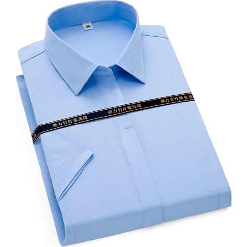 Paolo Sirum Brand Femal Office Blouse Short Sleeve Soft Non Iron Business Women Formal Shirts