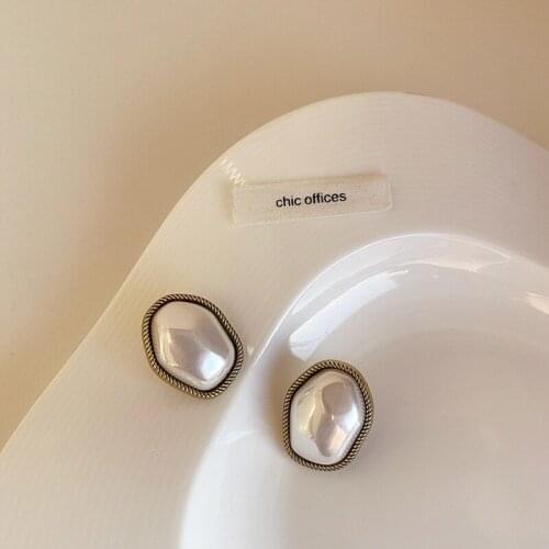 Elegant Vintage Irregular Geometric Pearl Earrings for Women Gold Color Metal Twisted Big Statement Dangle Earrings Brincos 2020