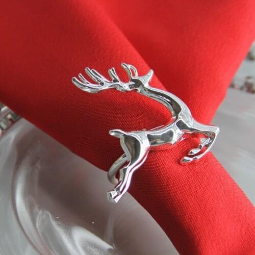 Gold silver reindeer metal napkin ring decoration napkin holder for wedding 12 pcs free shipping