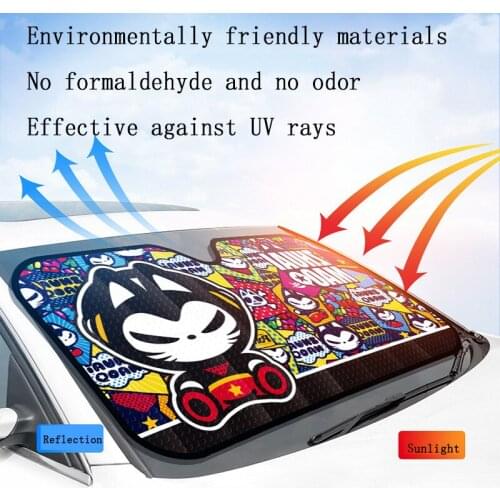 1pcs Car Cartoon Heated Windshield Sunshade Car Window Windscreen Cover Sun Shade Auto Sun Visor Car-covers Car Solar Protection