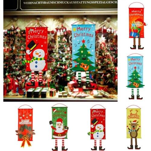 1PCS Christmas Couplet Decorations Cloth Art Flags Window Pendants Wall Hangings For New Year Party Christmas Hanging Banners