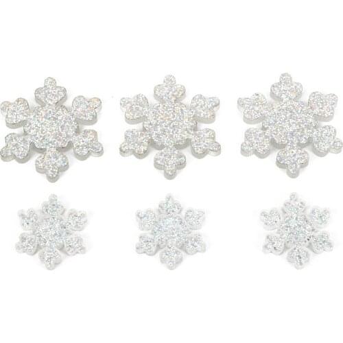 10Pcs 16mm Transparent Glitter Snowflake Flakes Resin Scrapbooking Accessories Cabochon Flatback Decoration Craft Embellishment