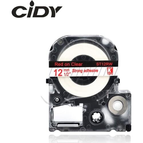 12mm Red on Clear ST12RW LC-4TRW adhesive ribbon label tape for kingjim/epson label maker LW300 LW400 LW-600P