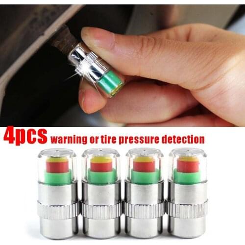 4pcs Warning Device for Car Tire Pressure Detection Valve Stem Caps Cover Sensor Indicator Alert Tyre Air gauge Warning Device
