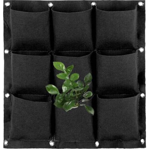 9 Pockets Grow Bags Wall Hanging Planting Planter Non-woven Fabrics Flowerpot Vertical Garden