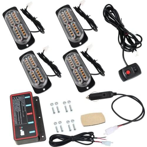 96 LED 1 drives 4 car strobe light warning light 4*24 LEDs 12-24v