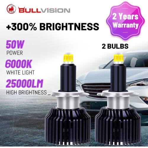 BULLVISION H1 LED Headlight 25000LM 360° CSP Chip 9012 HIR2 H7 H11 H8 H9 9005 9006 HB3 HB4 High Beam Low Beam Car Light For Lens