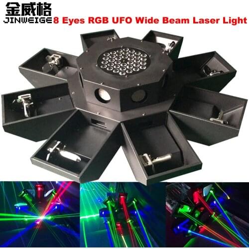 Free Shipping UFO Wide Beam Laser Light 8 Eyes Full Color RGB Beam Moving Head Laser Light For Dj Equipment