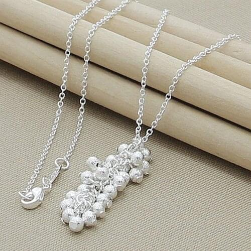 Free Shipping Silver 925 Jewelry Elegant Frosted Beads Round Necklace Pendant for Women Jewelry Best Gifts