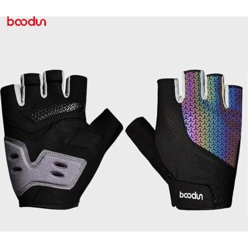 Boodun Shockproof Luminous Cycling Half Finger Gloves Light Reflective Outdoor Sport Mittens MTB Road Bike Racing Dazzle Glove