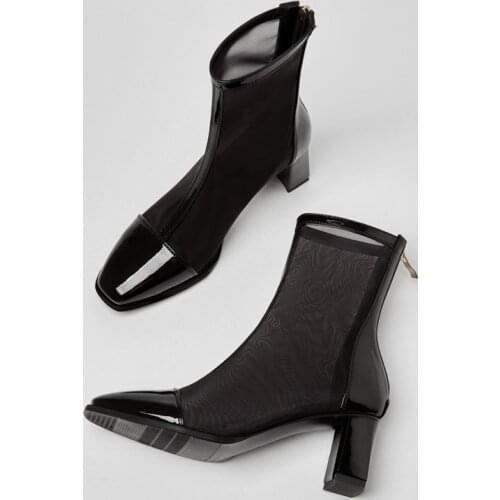 Women Mesh Boots High Heels Gladiator Heels Summer Ladies Shoes Female Fashion Round Toe Sandals Party Wedding Stilettos Size45