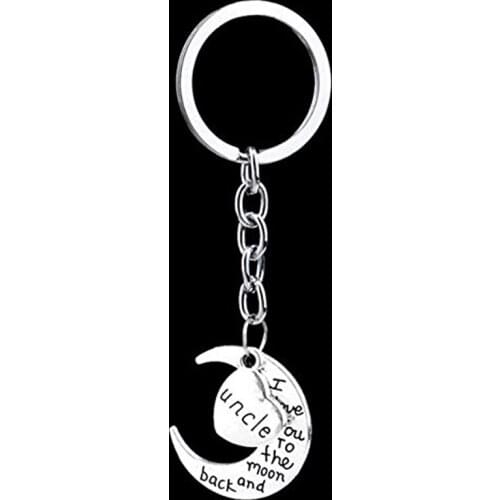 Mom/Dad/Daughter/Sister/Grandma/Grandpa/Brother/Uncle/Aunt/Son I Love You To The Moon And Back Key Ring Keyring Xmas Gift Silver