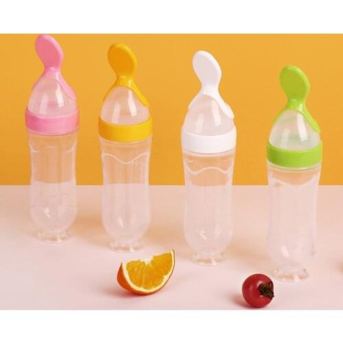 90ML Newborn Baby Feeding Bottle Safe Toddler Silicone Squeeze Feeding Milk Nursing Bottle Baby Training Feeder Food Supplement
