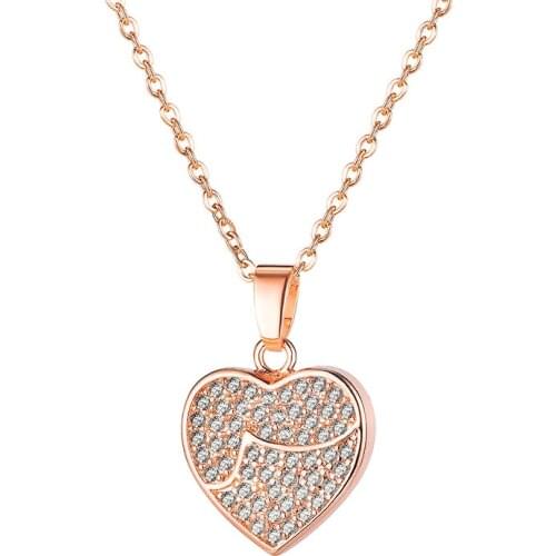 Stainless Steel Chain Cubic Zirconia Heart Necklace Pendant for Women Fashion Jewelry Female Accessories Elegant Gift Friends