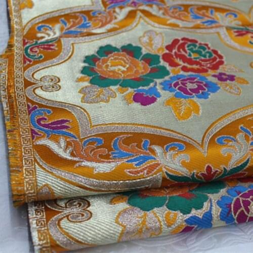 CF218 1Yard Buddhism Fabric Silk Jacquard Satin Fabric For Qipao Costume Dress Fabric Home Textile Fabric Pillow Case Cover