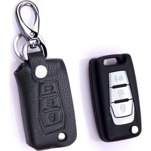Genuine Leather Car Key Case Key bag For Ssangyong Rexton Korando C Tivoli Flip Folding Remote Cover