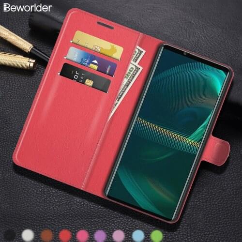 PU Leather Case For Sony Xperia 5 1 10 Ace II Card Slot Lichee Pattern Stander Flip Wallet Phone Cover For Sony 10 1 5 III Case