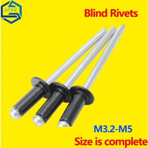 Black Aluminum Rivets open End Blind Rivets blind Rivets pop Rivets Blind Aluminum Rivets Pull Rivets M3.2x16mm-M5x6.4mm GB