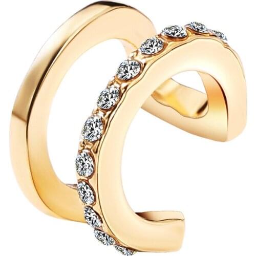 1Pc Crystal Rhinestone Double U-shaped Ear Cuff Without Piercing Clip Earrings for Women Cartilage Climbers Earcuff Jewelry