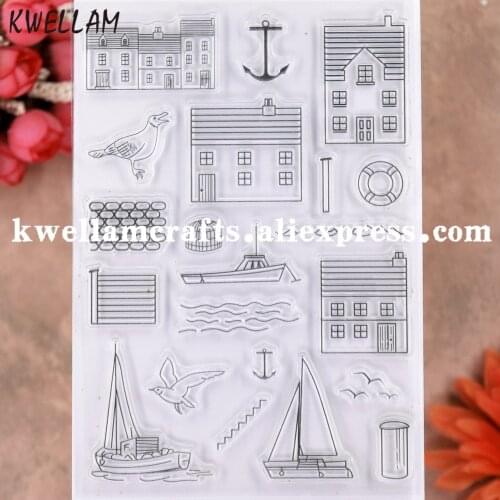 Sailboat Sea Seagull House Anchor Scrapbook photo cards rubber stamp clear stamp transparent stamp KW9112601