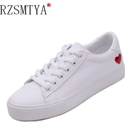 New Women Flat Lace Up Autumn Sneaker White Vulcanized Ladies PU Leather Solid Shoes Female Fashion Casual Footwear