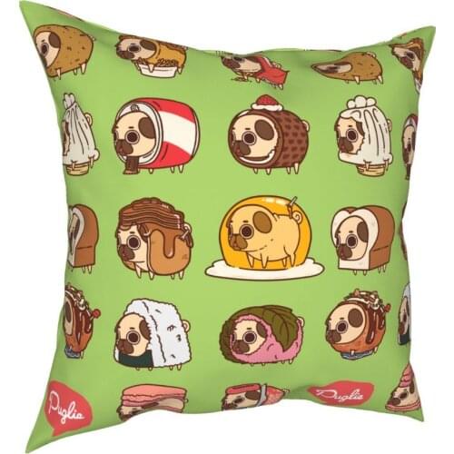 Puglie Food Collection Dog Square Pillow Case Polyester Cushions for Sofa 45*45cm Pillowcase