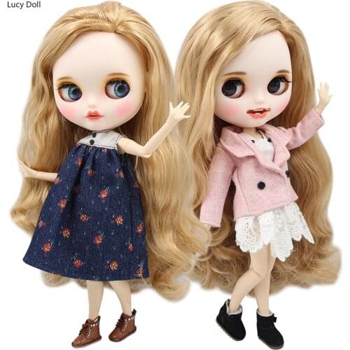 ICY Factory Blythee Doll 1/6 Bjd White Skin Joint Body Golden Hair Side Parted, New Matte Face With Teeth, 30cm BL3227/2240