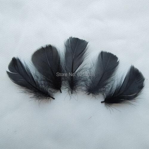 Fly tying materials!Black Feathers! 500Pcs/Lot 4-6CM Black Colour Goose Feathers Plume for Wedding,Hat,Hair accessories