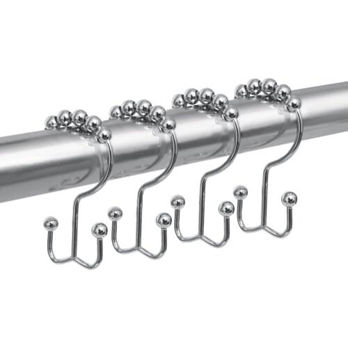 Metal Double Glide Shower Ring,Curtain Hook Ring Roller Balls,10PCS/LOT