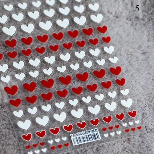 Love Heart 3D Nail Art Stickers Adhesive MultiColor Love Heart Stars Design DIY Nail Decals For Nails Foils Wraps Decorations