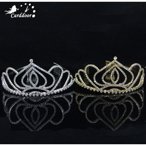 Carddoor New Designs Crystal Bridal Tiara Crown Gold Headbands For Women Prom Hair Ornaments Wedding Hair Jewelry