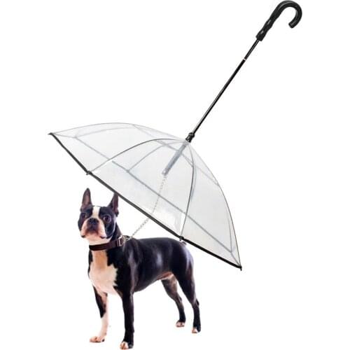 New Transparent Pet Dog Cat Umbrella with Built-in Leash Portable Puppy Dry in Rain Umbrellas