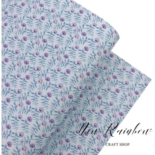 New Rainbow 30x138cm/Roll Ultra Voilet Floral Litchi Faux Leather for Bows, Earrings, Bags, Purse and Many DIY Handmade Crafts