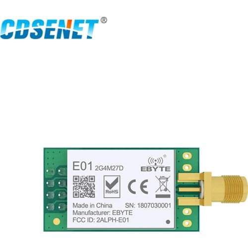 NRF24L01P 2.4GHz 500mW SPI Wireless Transceiver Module SMA Long Range PA LNA Receiver for VR UAV Home Remote Control E01-2G4M27D