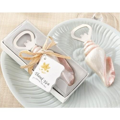 2014 Sea Shell Bottle Opener with Thank you Tag Beach Wedding Party Gifts Favors Baby Shower favor in wedding supplies
