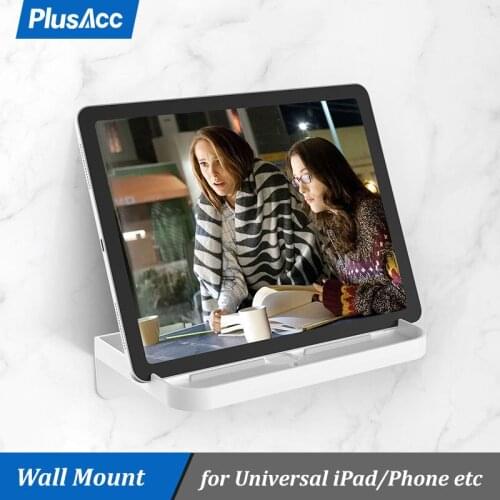 PlusAcc Wall Tablet Stand Phone Holder Mount for iPad Pro iPhone 11 Any Smartphones for Bathroom Kitchen Universal Wall Bracket