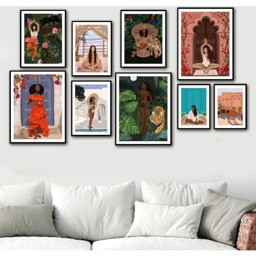 Nordic Poster Wall Art print Canvas Painting Wall Pictures For Living Room Decor Abstract Line Woman Geometric Body Art Quotes