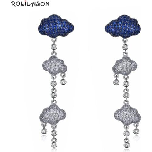 Special cloud delicate design 925 Sterling silver blue and white zircon Drop earrings party Jewelry For Women SE29