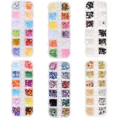 Nail Rhinestones Multi-shapes Glass Crystal Rhinestones Crystals Nail Art Rhinestones Clear Nail Diamond With Tweezer
