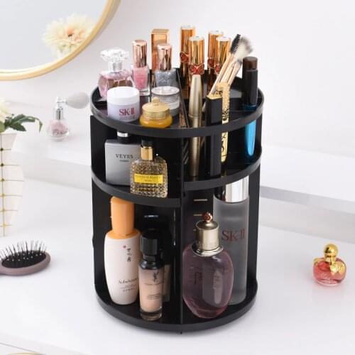 360 Rotating Makeup Organizer Storage Box Adjustable Plastic Cosmetic Brushes Lipstick Holder Make Up Jewelry Container Stand