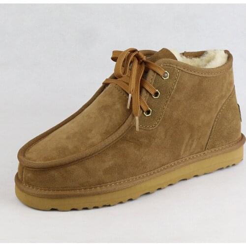 High Quality Mens Snow Boots Fashion Warm Winter Boots Men Sheepskin Shoes 100% Wool Natural Fur Genuine Leather Ankle Boots