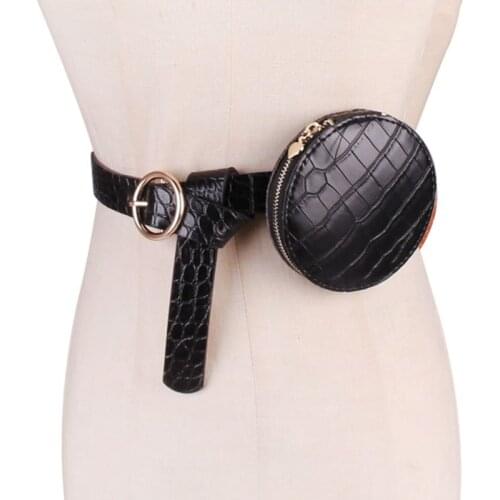 Women Round Crocodile Pattern Waist Belt Bag Mini Compact Fanny Packs Cross-border Pockets Lladies Fashion Coin Change Purse
