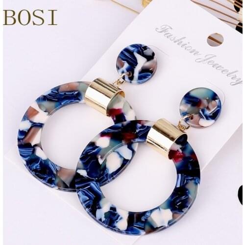 Acrylic Earrings For Women Boho 2021Acetate Dangle Drop Earrings Fashion Big Bohemian Accessories Geometric Luxury Trendy Face